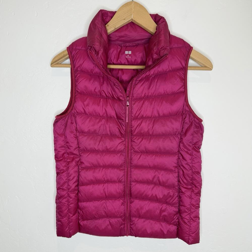 Uniqlo Down Puffer Vest Womens XS Raspberry Pink Magenta